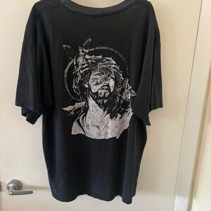 Vintage 90s Jesus with Angel Single Stitch Black T-shirt Graphics on Both Sides